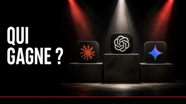 Benchmark IA : podium avec les logos Claude, GPT et Gemini