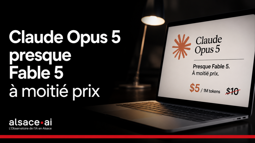 Claude Opus 5 sur un laptop : presque Fable 5 à moitié prix, 5 dollars le million de tokens