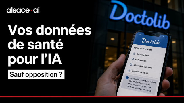 Smartphone Doctolib devant le siège, données de santé pour l'IA sauf opposition